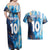 Custom Argentina Football Couples Matching Off Shoulder Maxi Dress and Hawaiian Shirt La Albiceleste Marble Sky Version
