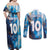 Custom Argentina Football Couples Matching Off Shoulder Maxi Dress and Long Sleeve Button Shirt La Albiceleste Marble Sky Version