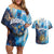 Custom Argentina Football Couples Matching Off Shoulder Short Dress and Hawaiian Shirt La Albiceleste Marble Sky Version