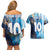Custom Argentina Football Couples Matching Off Shoulder Short Dress and Hawaiian Shirt La Albiceleste Marble Sky Version