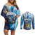 Custom Argentina Football Couples Matching Off Shoulder Short Dress and Long Sleeve Button Shirt La Albiceleste Marble Sky Version