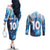 Custom Argentina Football Couples Matching Off The Shoulder Long Sleeve Dress and Long Sleeve Button Shirt La Albiceleste Marble Sky Version