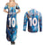 Custom Argentina Football Couples Matching Summer Maxi Dress and Long Sleeve Button Shirt La Albiceleste Marble Sky Version