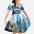 Custom Argentina Football Family Matching Off The Shoulder Long Sleeve Dress and Hawaiian Shirt La Albiceleste Marble Sky Version