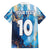 Custom Argentina Football Family Matching Off The Shoulder Long Sleeve Dress and Hawaiian Shirt La Albiceleste Marble Sky Version
