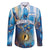 Custom Argentina Football Family Matching Off The Shoulder Long Sleeve Dress and Hawaiian Shirt La Albiceleste Marble Sky Version