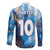 Custom Argentina Football Family Matching Off The Shoulder Long Sleeve Dress and Hawaiian Shirt La Albiceleste Marble Sky Version