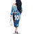 Custom Argentina Football Family Matching Off The Shoulder Long Sleeve Dress and Hawaiian Shirt La Albiceleste Marble Sky Version