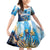 Custom Argentina Football Family Matching Off Shoulder Short Dress and Hawaiian Shirt La Albiceleste Marble Sky Version