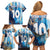 Custom Argentina Football Family Matching Off Shoulder Short Dress and Hawaiian Shirt La Albiceleste Marble Sky Version