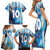 Custom Argentina Football Family Matching Short Sleeve Bodycon Dress and Hawaiian Shirt La Albiceleste Marble Sky Version