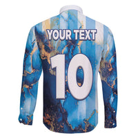 Custom Argentina Football Family Matching Summer Maxi Dress and Hawaiian Shirt La Albiceleste Marble Sky Version