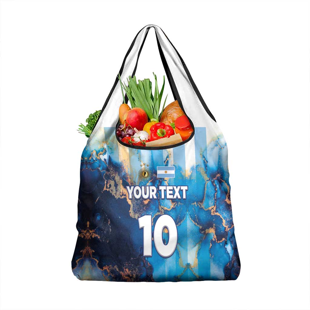 Custom Argentina Football Grocery Bag La Albiceleste Marble Sky Version