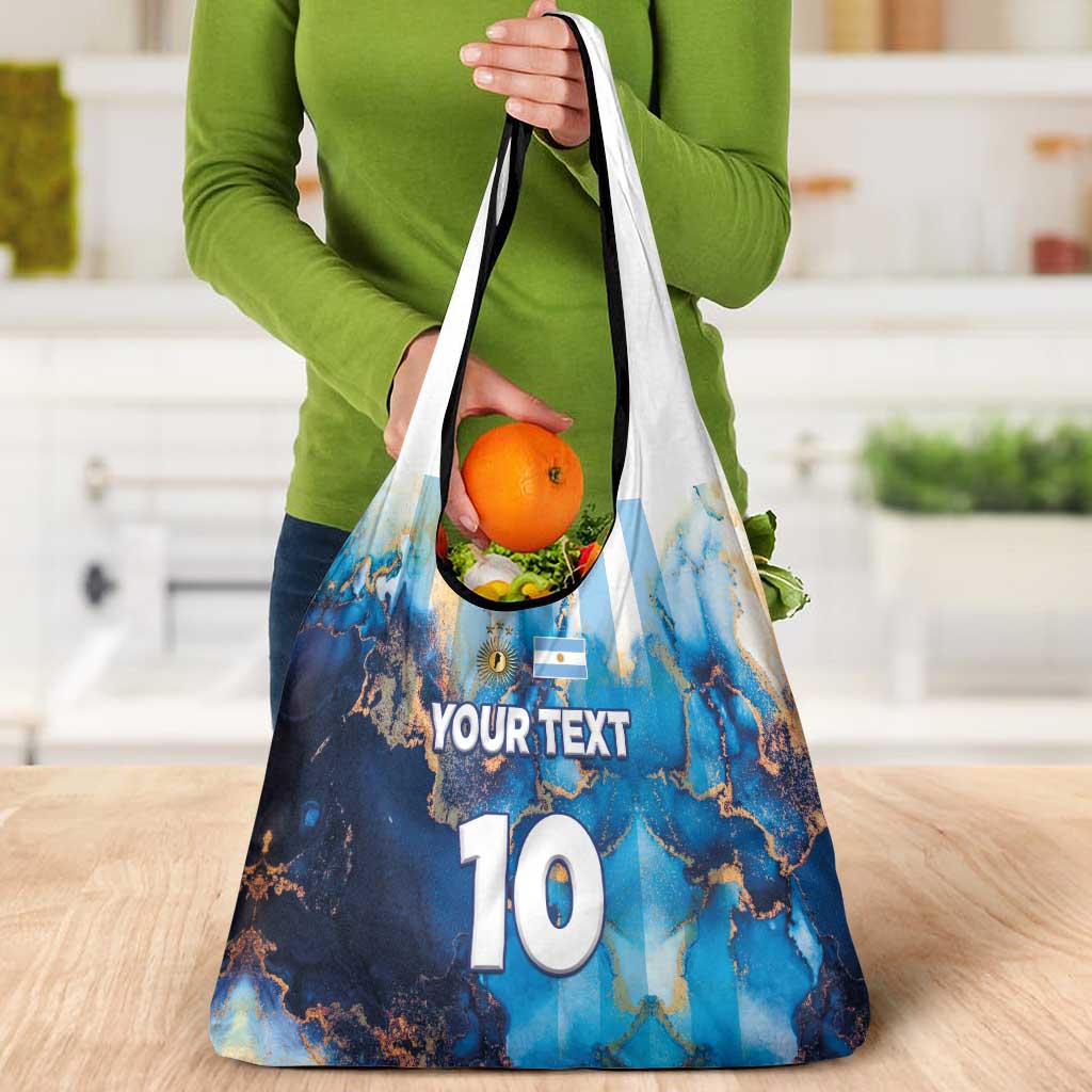 Custom Argentina Football Grocery Bag La Albiceleste Marble Sky Version