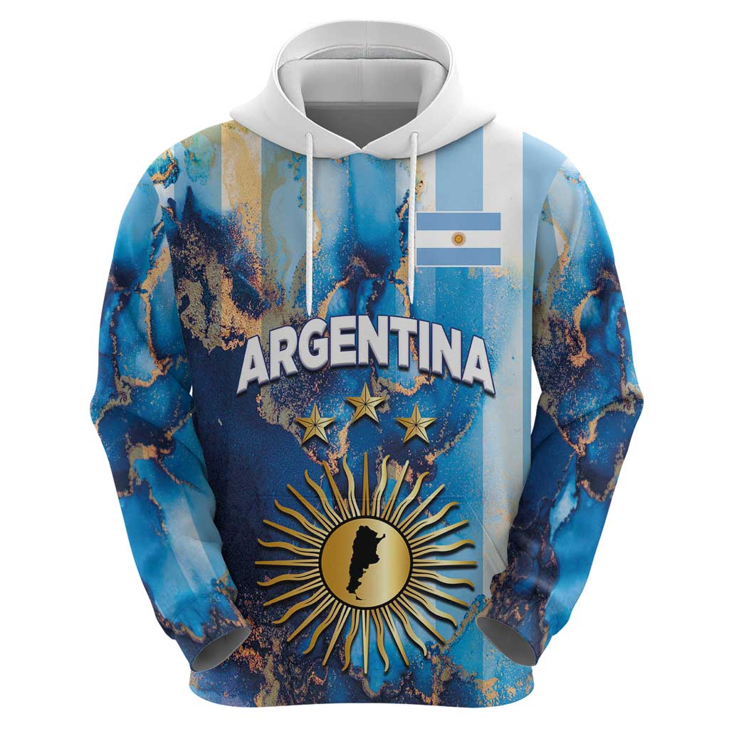 Custom Argentina Football Hoodie La Albiceleste Marble Sky Version