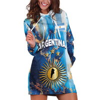 Custom Argentina Football Hoodie Dress La Albiceleste Marble Sky Version