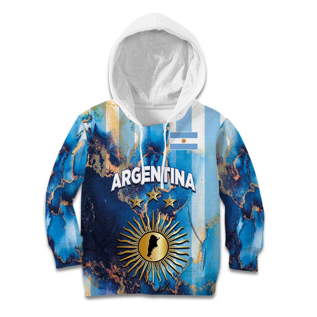 Custom Argentina Football Kid Hoodie La Albiceleste Marble Sky Version