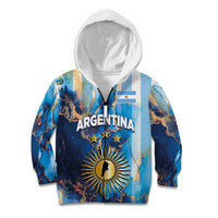 Custom Argentina Football Kid Hoodie La Albiceleste Marble Sky Version