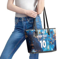 Custom Argentina Football Leather Tote Bag La Albiceleste Marble Sky Version