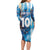 Custom Argentina Football Long Sleeve Bodycon Dress La Albiceleste Marble Sky Version