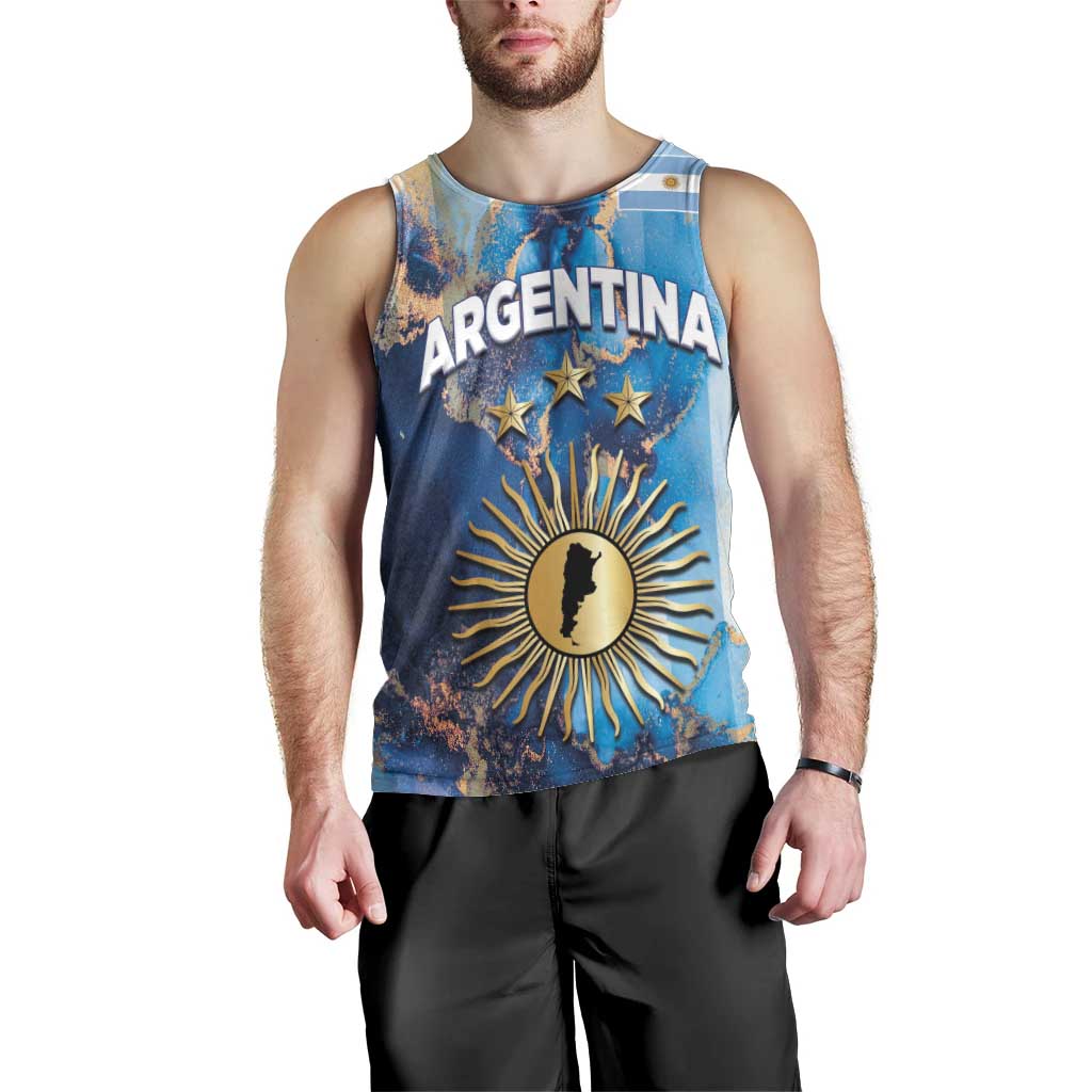 Custom Argentina Football Men Tank Top La Albiceleste Marble Sky Version