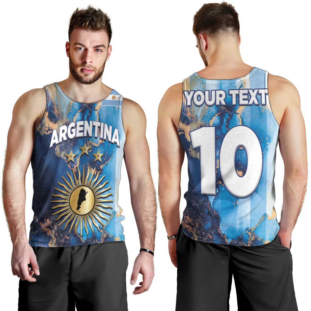 Custom Argentina Football Men Tank Top La Albiceleste Marble Sky Version