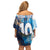 Custom Argentina Football Off Shoulder Short Dress La Albiceleste Marble Sky Version