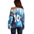 Custom Argentina Football Off Shoulder Sweater La Albiceleste Marble Sky Version