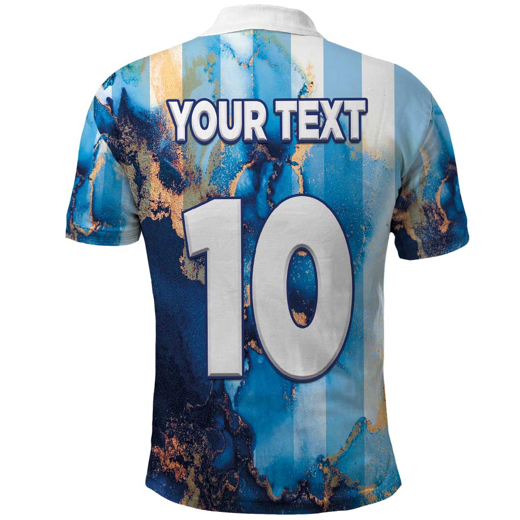 Custom Argentina Football Polo Shirt La Albiceleste Marble Sky Version