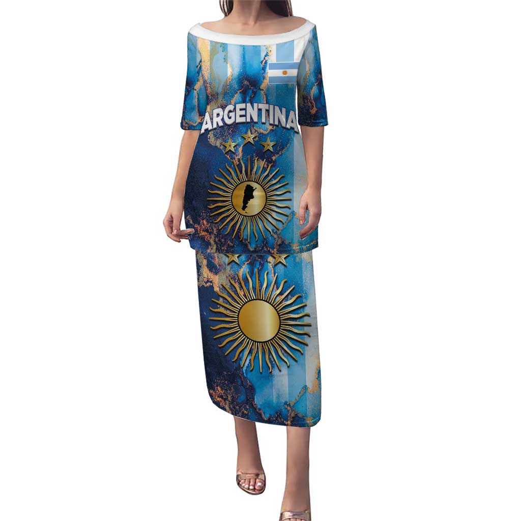 Custom Argentina Football Puletasi La Albiceleste Marble Sky Version