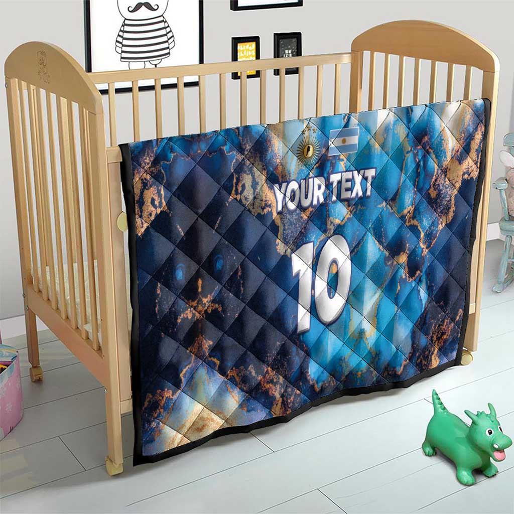 Custom Argentina Football Quilt La Albiceleste Marble Sky Version