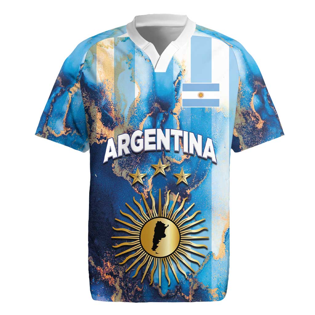 Custom Argentina Football Rugby Jersey La Albiceleste Marble Sky Version