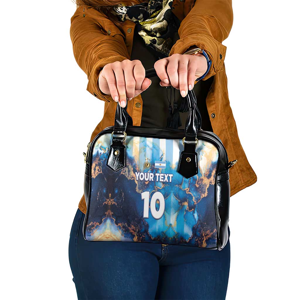 Custom Argentina Football Shoulder Handbag La Albiceleste Marble Sky Version