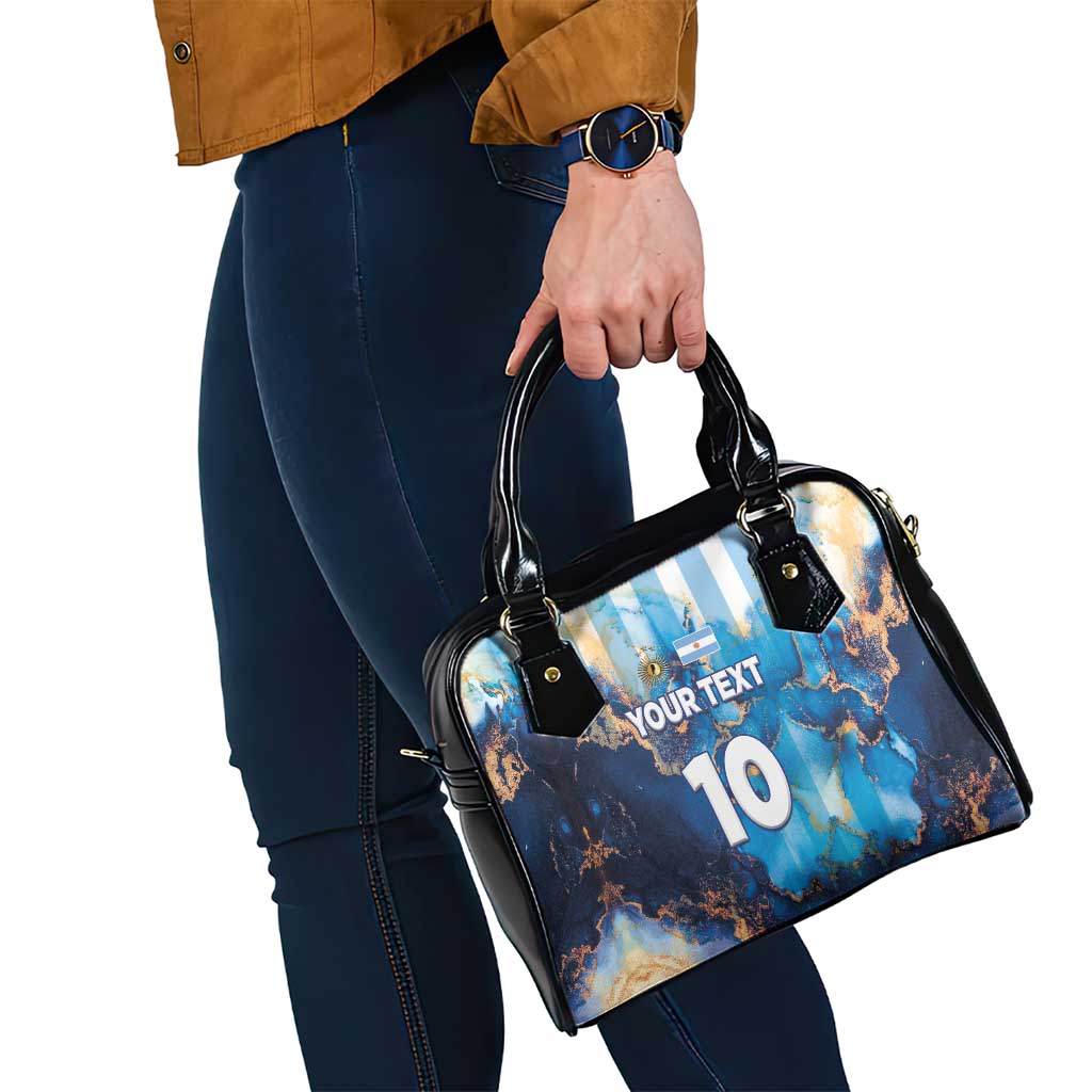 Custom Argentina Football Shoulder Handbag La Albiceleste Marble Sky Version