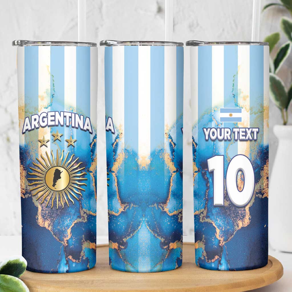 Custom Argentina Football Skinny Tumbler La Albiceleste Marble Sky Version