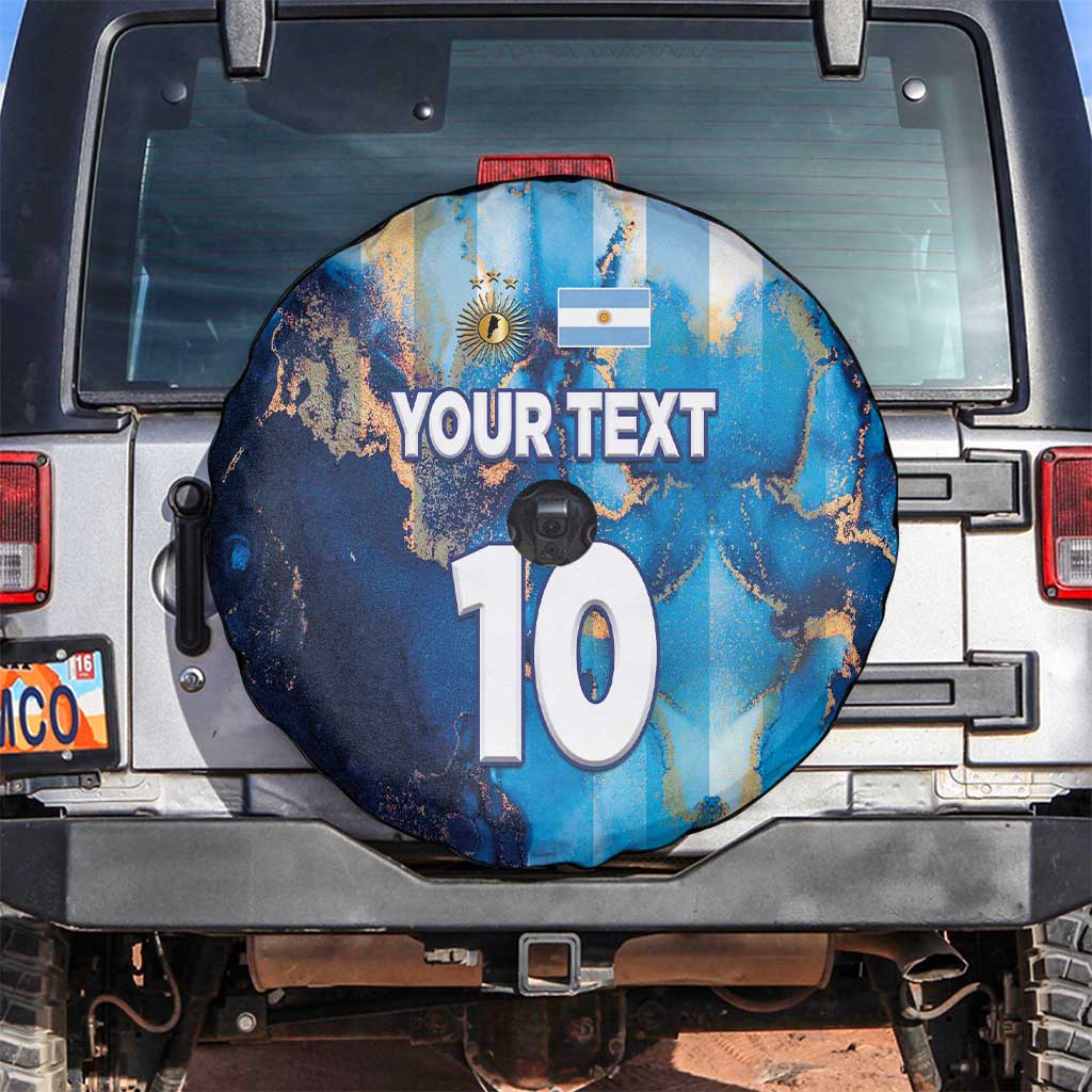 Custom Argentina Football Spare Tire Cover La Albiceleste Marble Sky Version