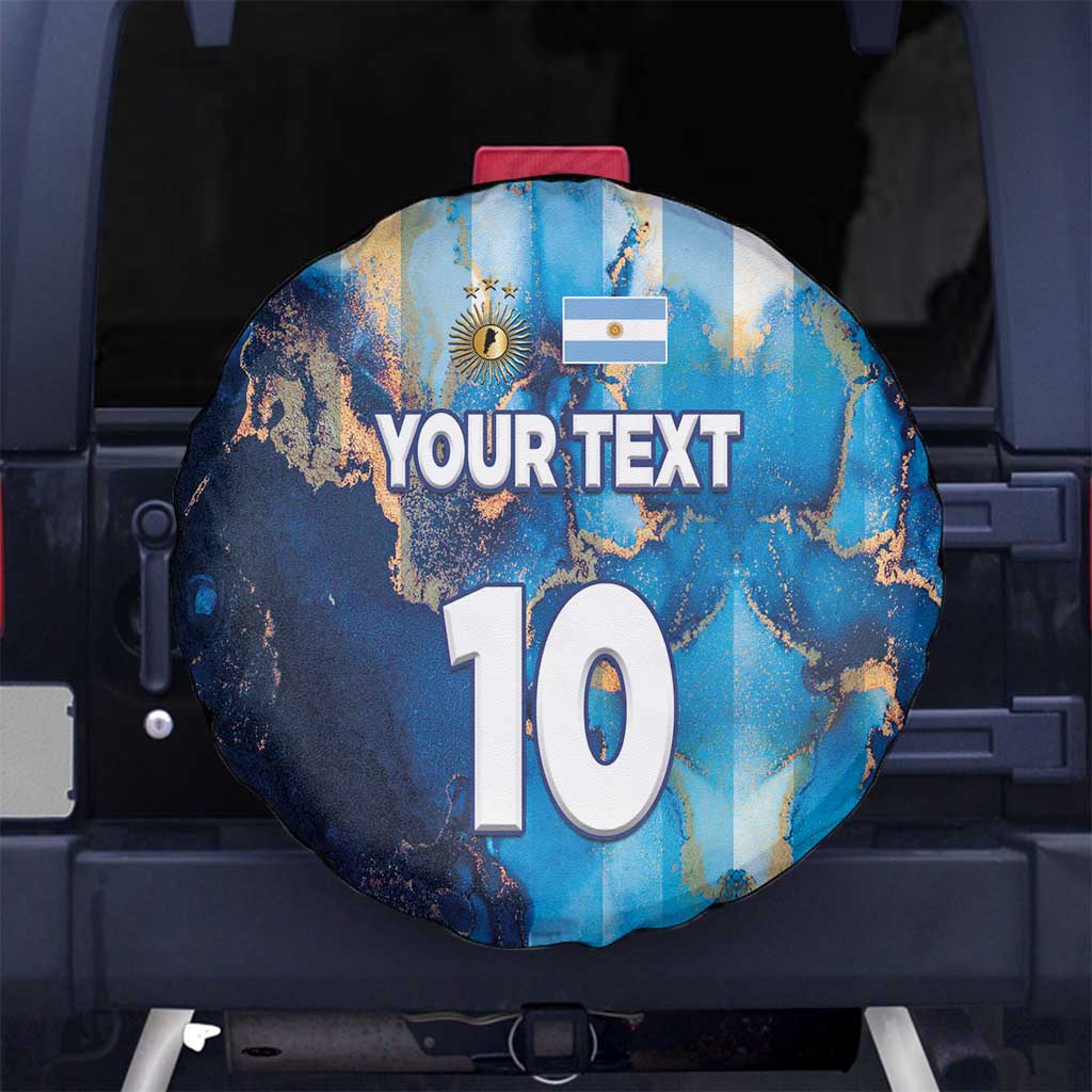 Custom Argentina Football Spare Tire Cover La Albiceleste Marble Sky Version