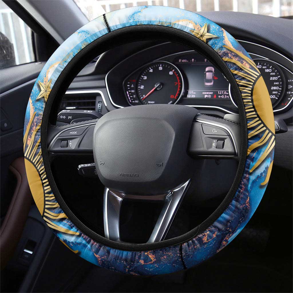 Argentina Football Steering Wheel Cover La Albiceleste Marble Sky Version