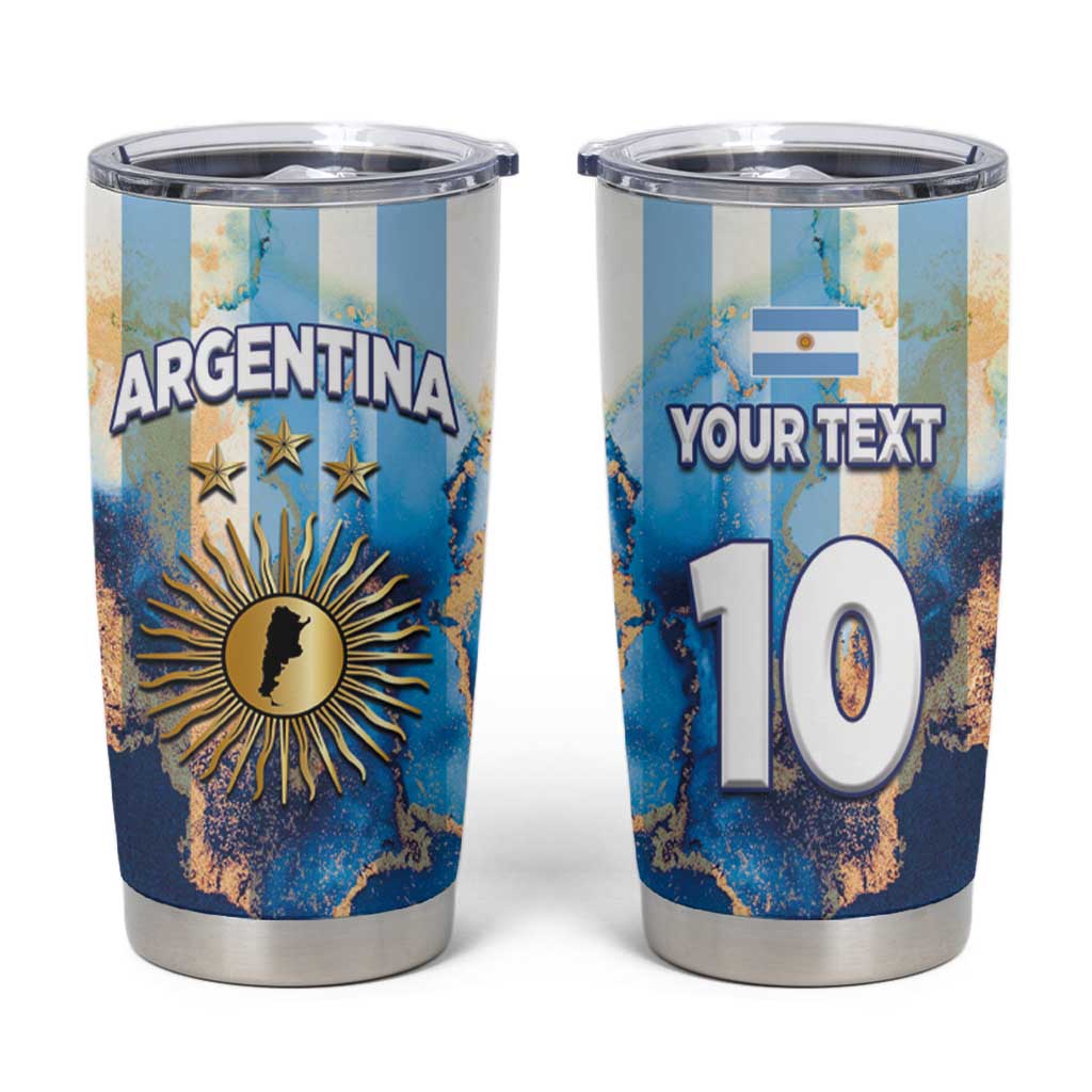 Custom Argentina Football Tumbler Cup La Albiceleste Marble Sky Version