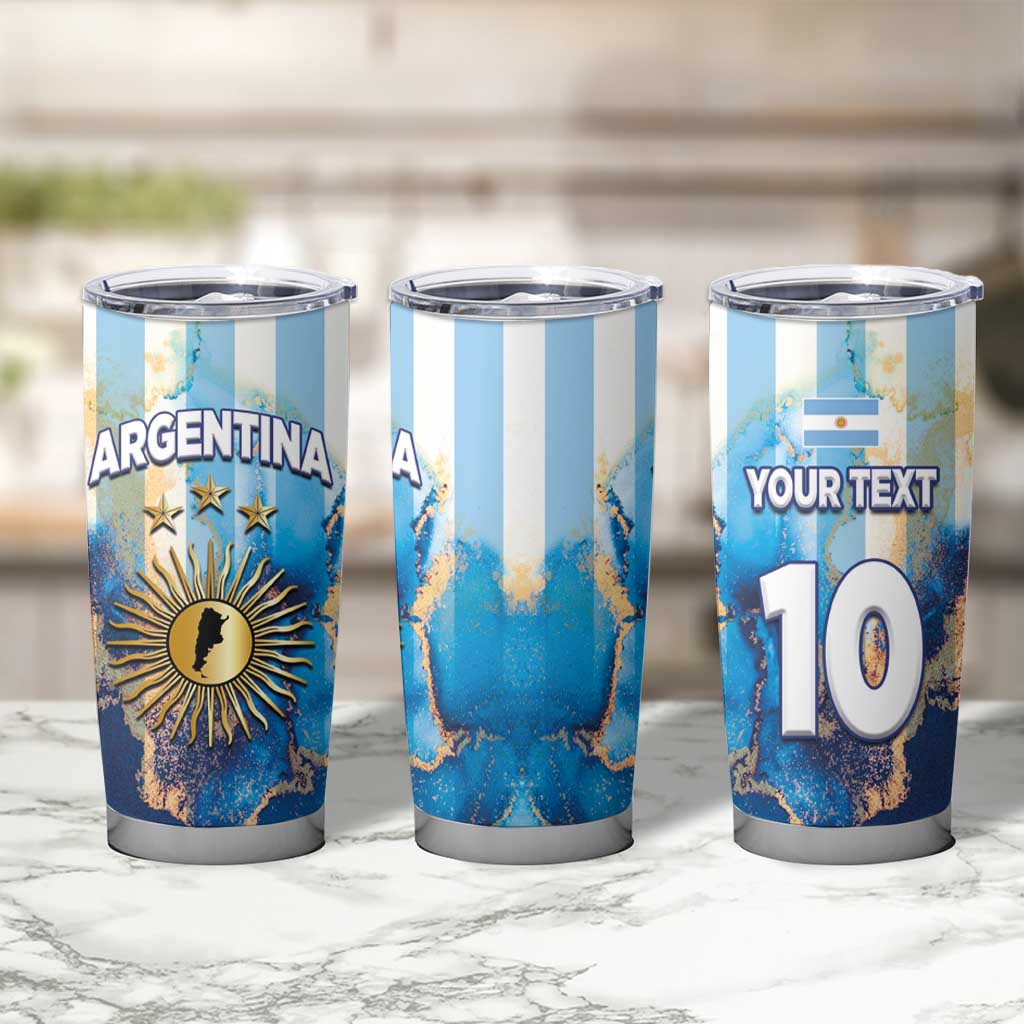Custom Argentina Football Tumbler Cup La Albiceleste Marble Sky Version