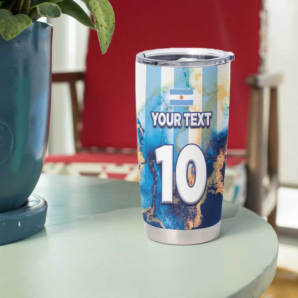 Custom Argentina Football Tumbler Cup La Albiceleste Marble Sky Version