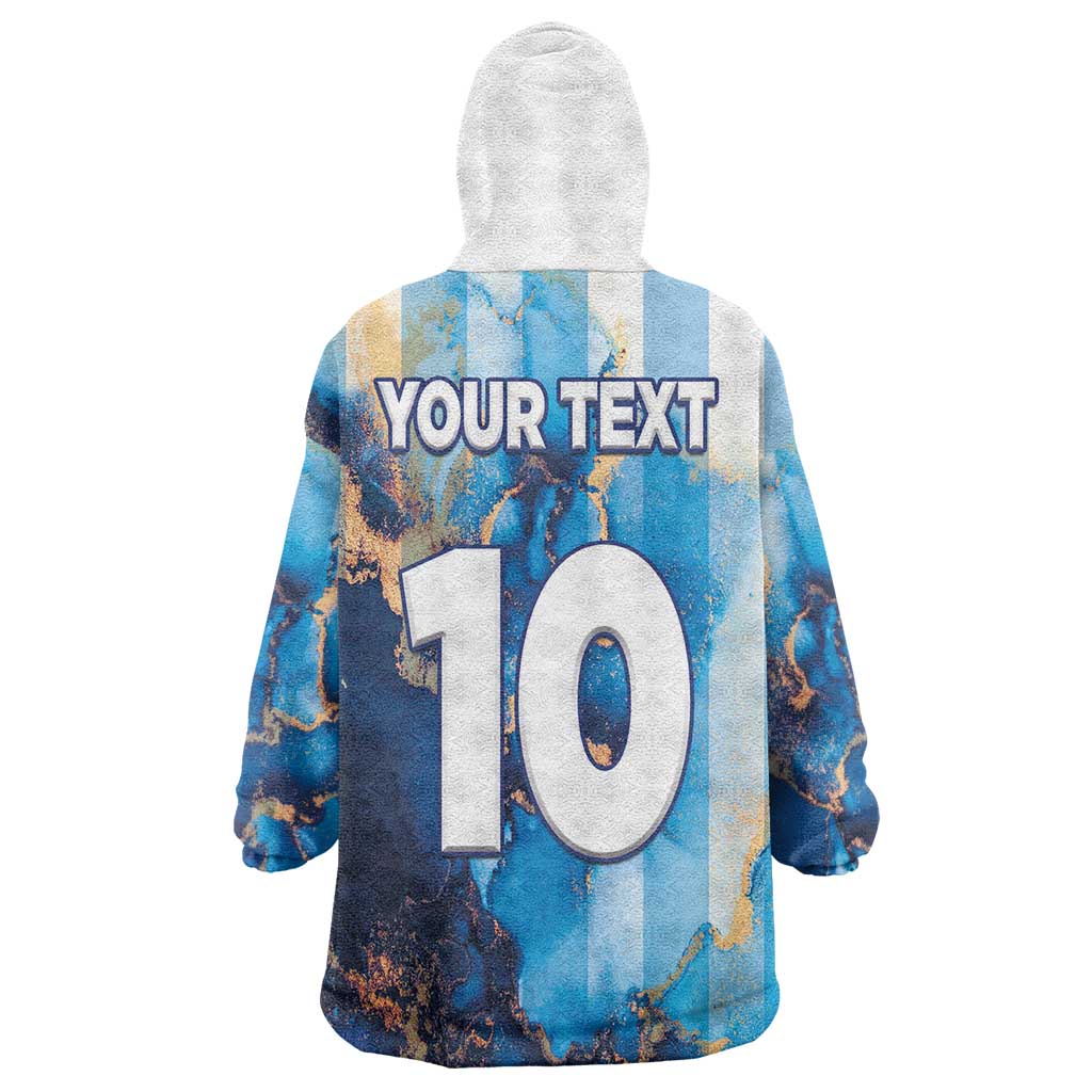 Custom Argentina Football Wearable Blanket Hoodie La Albiceleste Marble Sky Version