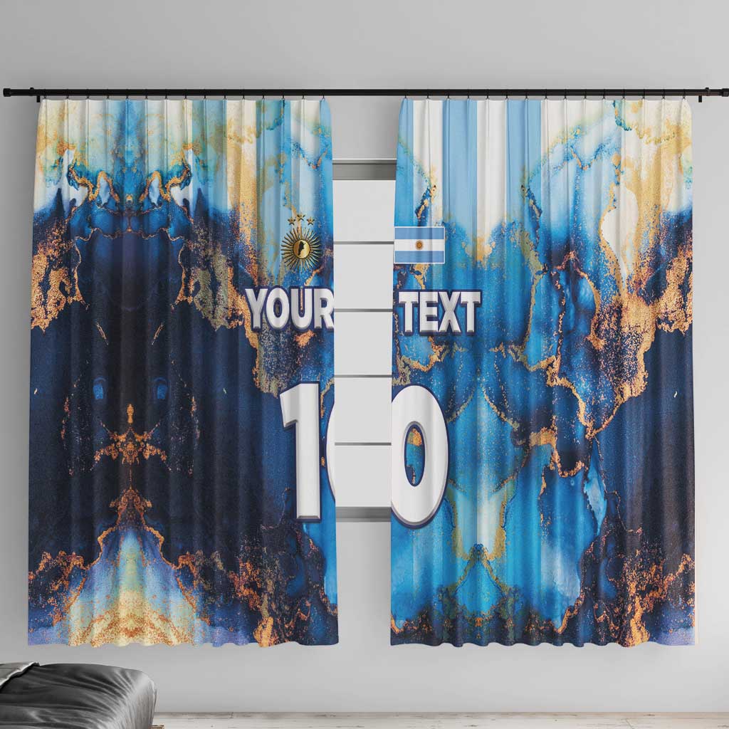 Custom Argentina Football Window Curtain La Albiceleste Marble Sky Version
