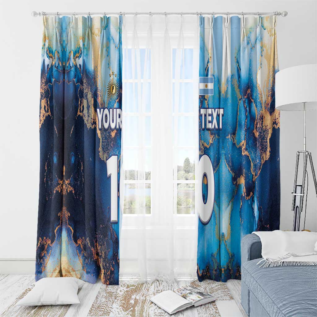 Custom Argentina Football Window Curtain La Albiceleste Marble Sky Version