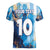 Custom Argentina Football Women V-Neck T-Shirt La Albiceleste Marble Sky Version