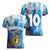 Custom Argentina Football Women V-Neck T-Shirt La Albiceleste Marble Sky Version