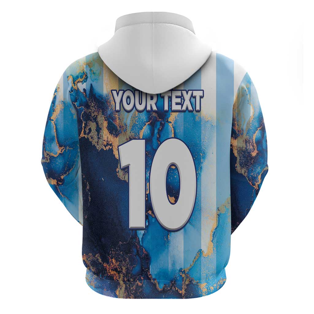 Custom Argentina Football Zip Hoodie La Albiceleste Marble Sky Version