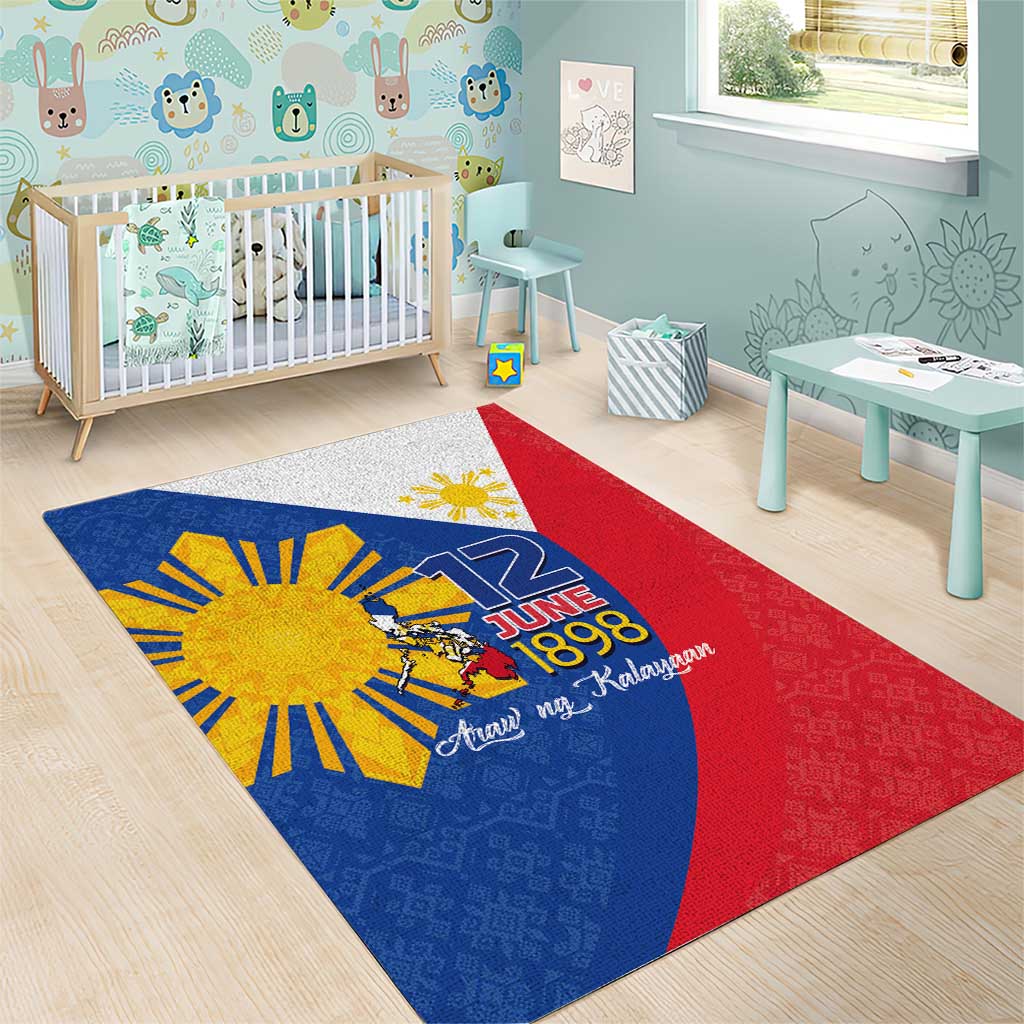 Philippines Independence Day Area Rug Araw ng Kalayaan Polynesian Sun and YAKAN Pattern