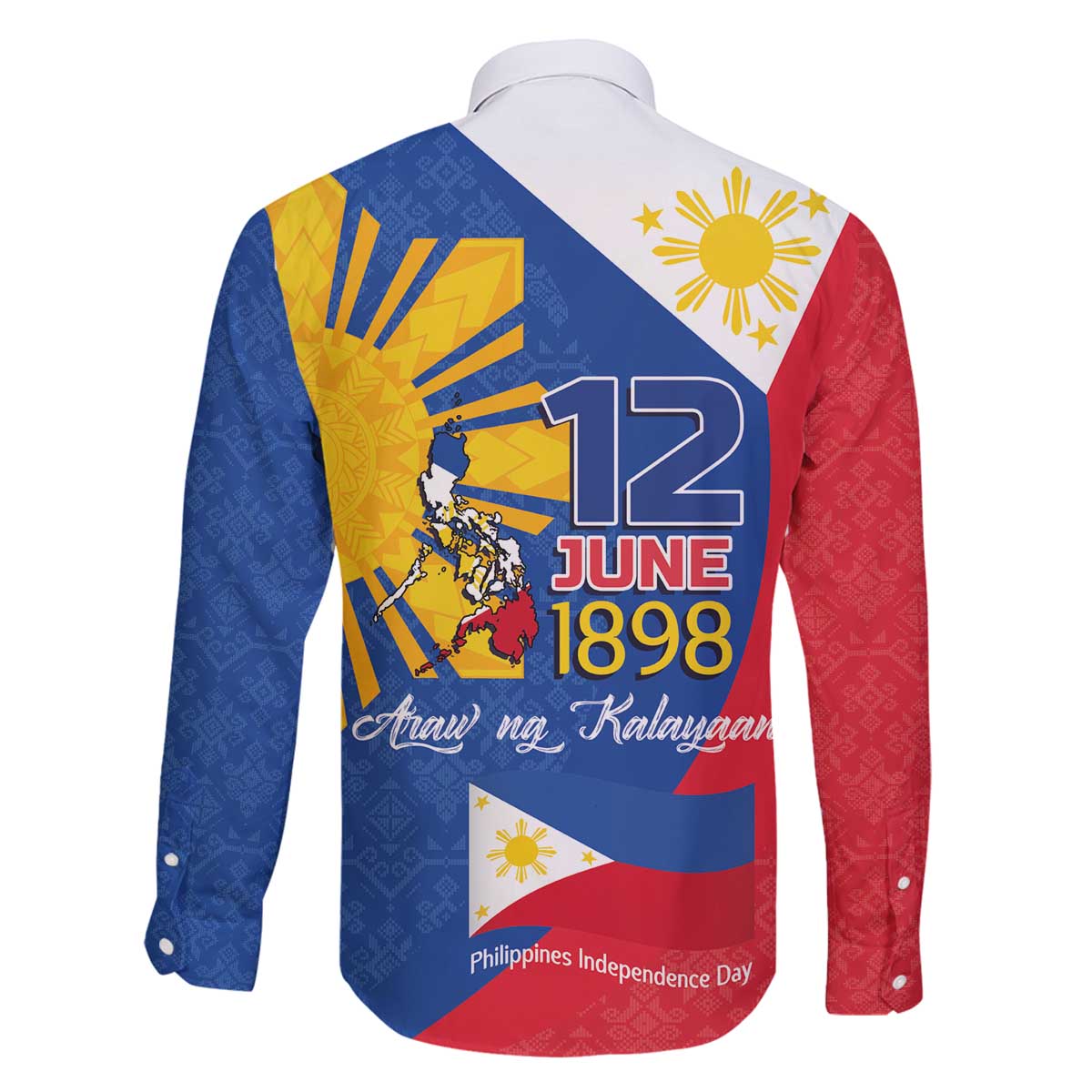 Philippines Independence Day Family Matching Off The Shoulder Long Sleeve Dress and Hawaiian Shirt Araw ng Kalayaan Polynesian Sun and YAKAN Pattern