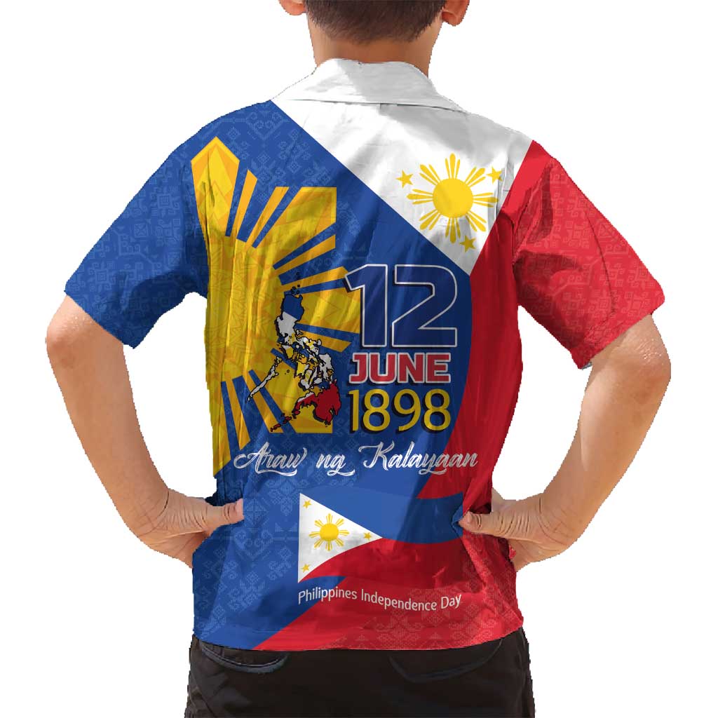 Philippines Independence Day Family Matching Off Shoulder Maxi Dress and Hawaiian Shirt Araw ng Kalayaan Polynesian Sun and YAKAN Pattern